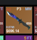 Selling this MW #4 highest float for crypto/csfloat, feel free to offer need it gone when its tradeable