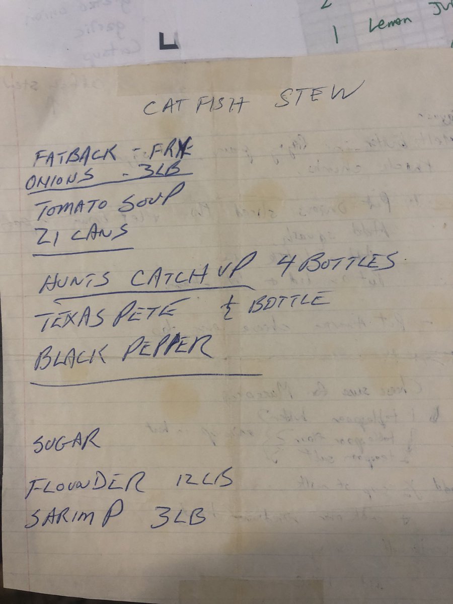 dpetty59's tweet image. Going through my recipe book and found this gem from 44 years ago, given to me from a cookout at Cale Yarboroughs, playing music and riding in Cales Camouflaged Cadillac with my pards Barry Dodson and @JDNASCARTech.