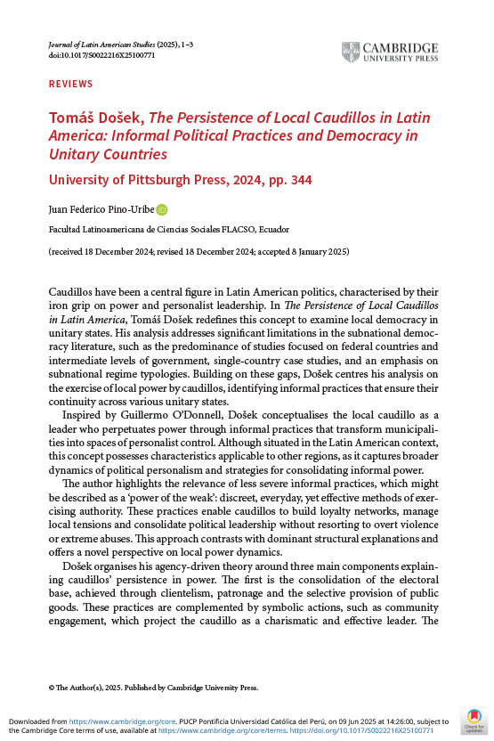 tomdosek's tweet photo. 👇🏽👇🏽 Muchas gracias a @gandalf_u por la extensa reseña de #CaudillosLocales 📚 en #JournalofLatinAmericanStudies (@CUP_PoliSci) y por sugerir temas que necesitan más análisis!!

Se puede leer aquí👇🏽
https://t.co/oJAF6LL5RQ https://t.co/ltLeo0orz5