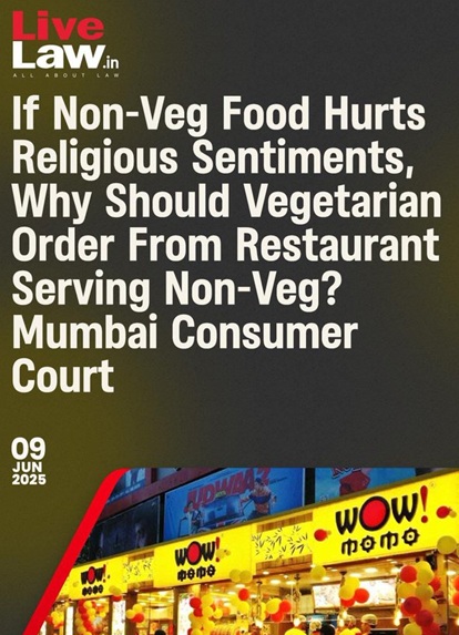 While the court ruling is correct.. why should it be only for "religious reasons".. Many people are "Only Veg" because of their personal choice &amp; not for religion.. And thats why those "Pavitra Shakahari" restaurants are justified... Why go to or order from butchers?..