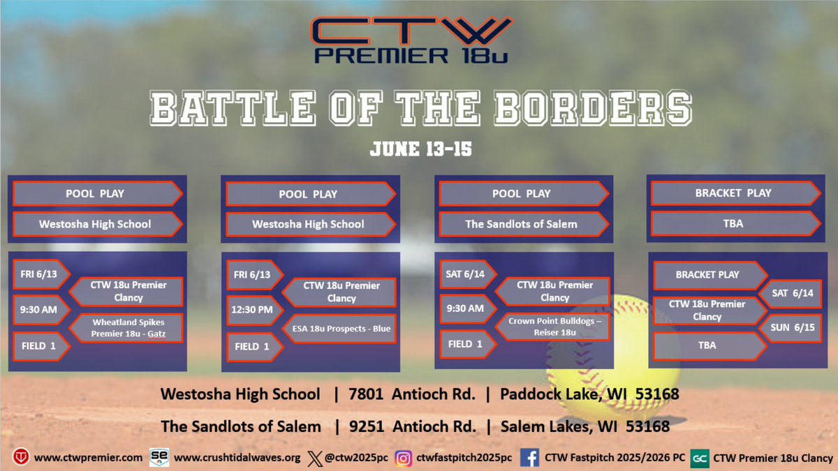 CTW Fastpitch 2025 PC Premier (@ctw2025pc) on Twitter photo Come check out these incredibly talented student athletes at The Battle of the Borders this Friday-Sunday. There will be some great softball to watch!
<a href="/Taylor30703620/">Taylor Franks</a>
<a href="/MakMalone2025/">Makayla Malone - RHP/OF - 2025</a>
<a href="/makj2277/">Makenna Jacobson</a>
<a href="/emma_lighthizer/">Emma Lighthizer</a>
<a href="/iyanagarza07/">Iyana Garza</a>
<a href="/emma_smith2025/">emma</a>
<a href="/jenna_w_12/">Jenna Williamson</a>
<a href="/MaddyClancy2025/">Maddy Clancy</a> Come check out these incredibly talented student athletes at The Battle of the Borders this Friday-Sunday. There will be some great softball to watch!
<a href="/Taylor30703620/">Taylor Franks</a>
<a href="/MakMalone2025/">Makayla Malone - RHP/OF - 2025</a>
<a href="/makj2277/">Makenna Jacobson</a>
<a href="/emma_lighthizer/">Emma Lighthizer</a>
<a href="/iyanagarza07/">Iyana Garza</a>
<a href="/emma_smith2025/">emma</a>
<a href="/jenna_w_12/">Jenna Williamson</a>
<a href="/MaddyClancy2025/">Maddy Clancy</a>