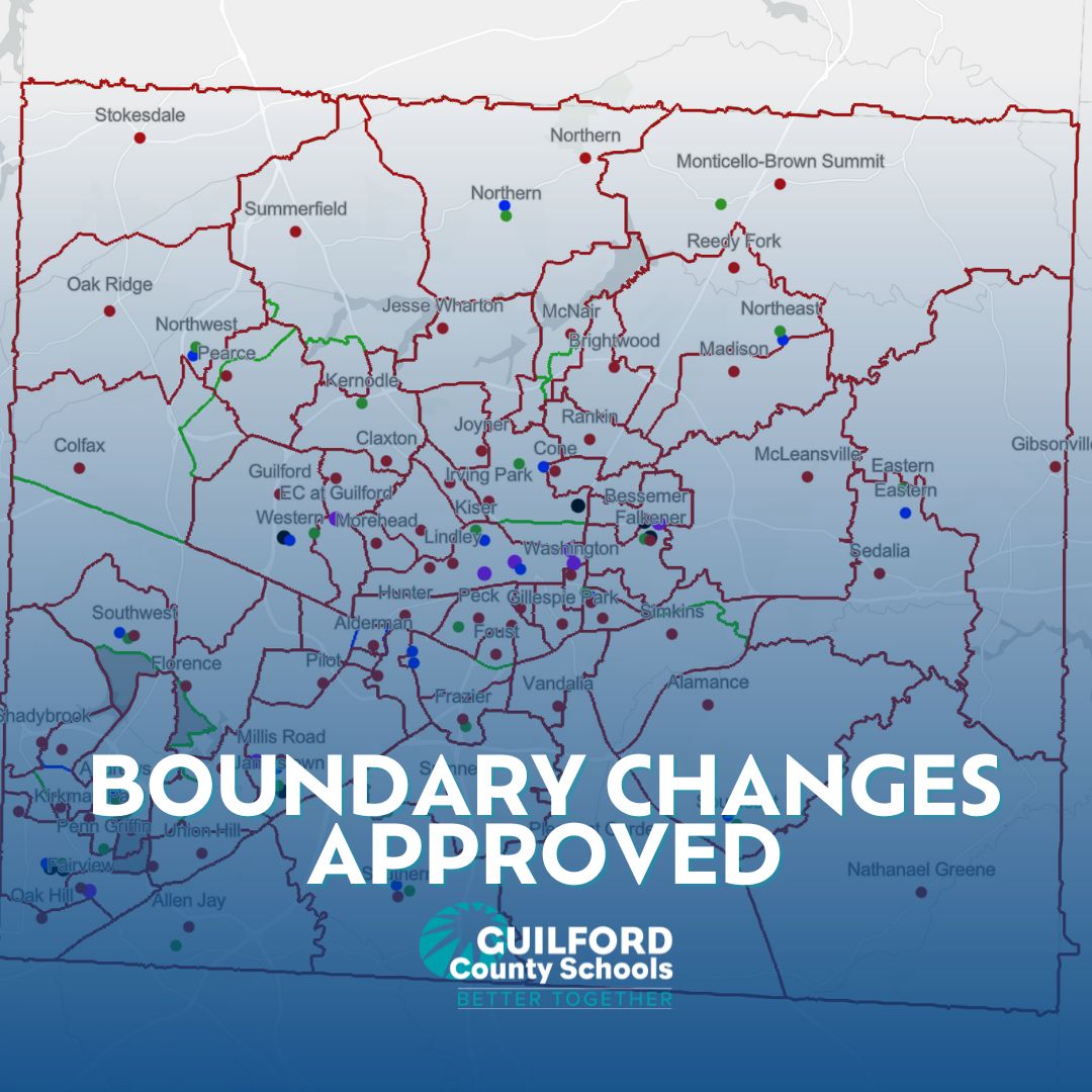 #GCSUpdates | Following a series of parent and staff meetings and public hearings, the Guilford County Board of Education has voted to move forward with a boundary realignment plan that consolidates four elementary schools.

To learn more, click the 🔗 in our bio.
