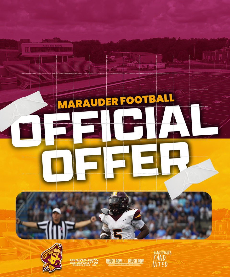 Honored to receive an offer from Central State University to continue my academic and athletic career! Thank you to <a href="/CoachJamesLee/">James Lee</a> &amp; coaching staff for this amazing opportunity