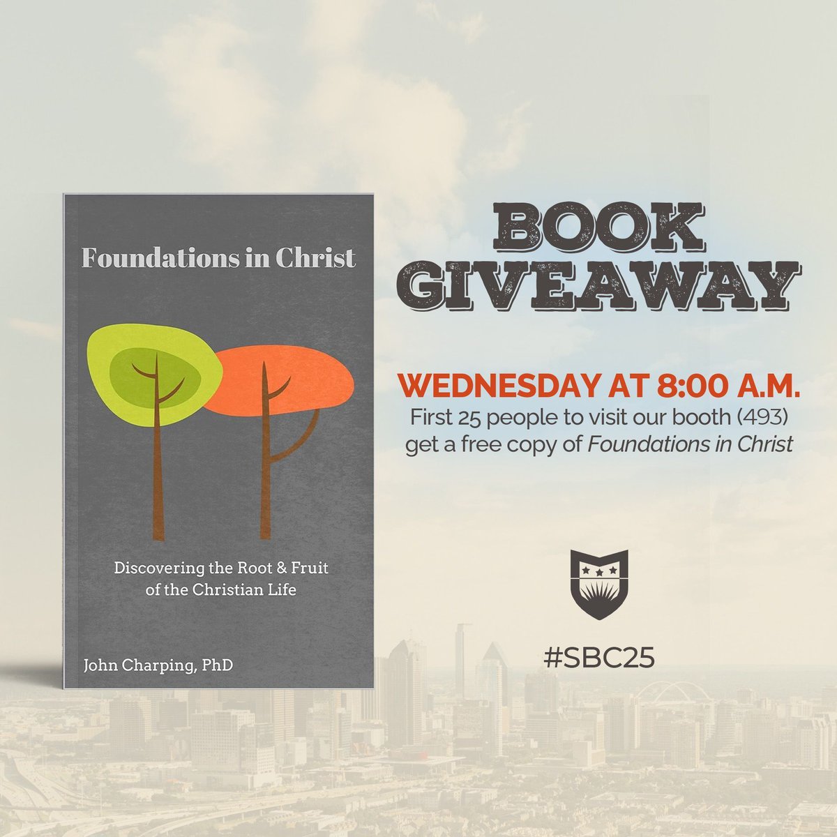 BOOK GIVEAWAY! The first 25 people to visit our booth (493) Wednesday at 8:00 p.m. get a free copy of Foundations in Christ by <a href="/JohnCharping/">John Charping</a>!
<a href="/SBCMeeting/">SBC Annual Meeting</a> #SBC25 #SBCAnnualMeeting #MABTS