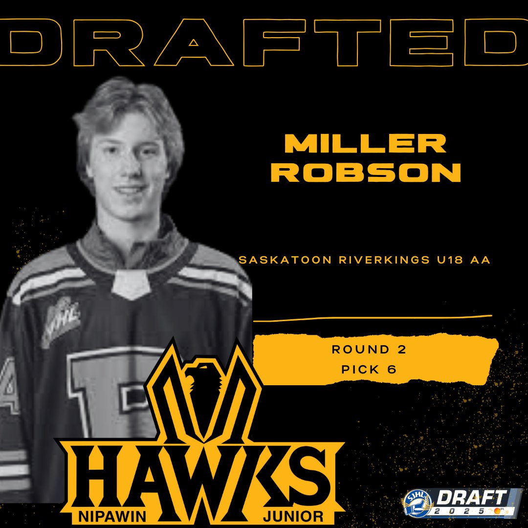 Another exciting addition to the Hawks, welcome 2009 born Miller Robson! This skilled forward made his presence known last season with 17 goals and 18 assists in 28 games.  #DefendTheNest #NipawinHawks #HawksDraft25 #SJHL #NextGenHawks