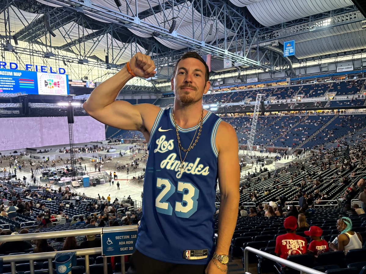 WorldBowlReport's tweet photo. Low Riders team bonding event at Ford Field.  Ryan McLaughlin checking out the Kendrick Lamar Grand National Tour Tuesday night! https://t.co/R16PHKm4vm