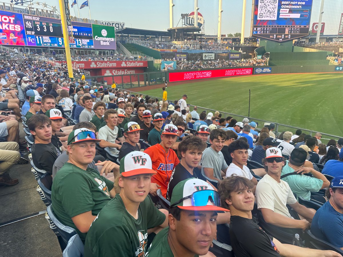 Pats and Aces taking in the Yankees/Royals game on the way down South. #WestFargoBaseball