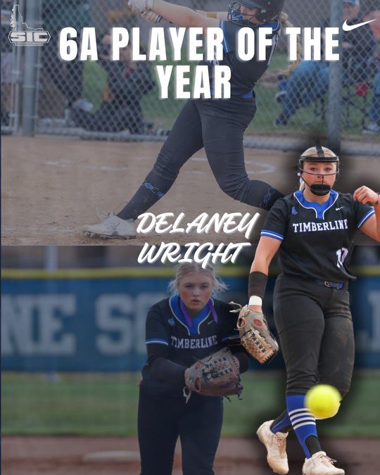 DelaneyWright06's tweet photo. so grateful for the award of 6A SIC softball player of the year!! these past four years have been truly life-changing and i wouldn’t have it any other way!! #softball #wolves once a wolf, always a wolf (-Timberline HS) https://t.co/dQVLVnOJhm