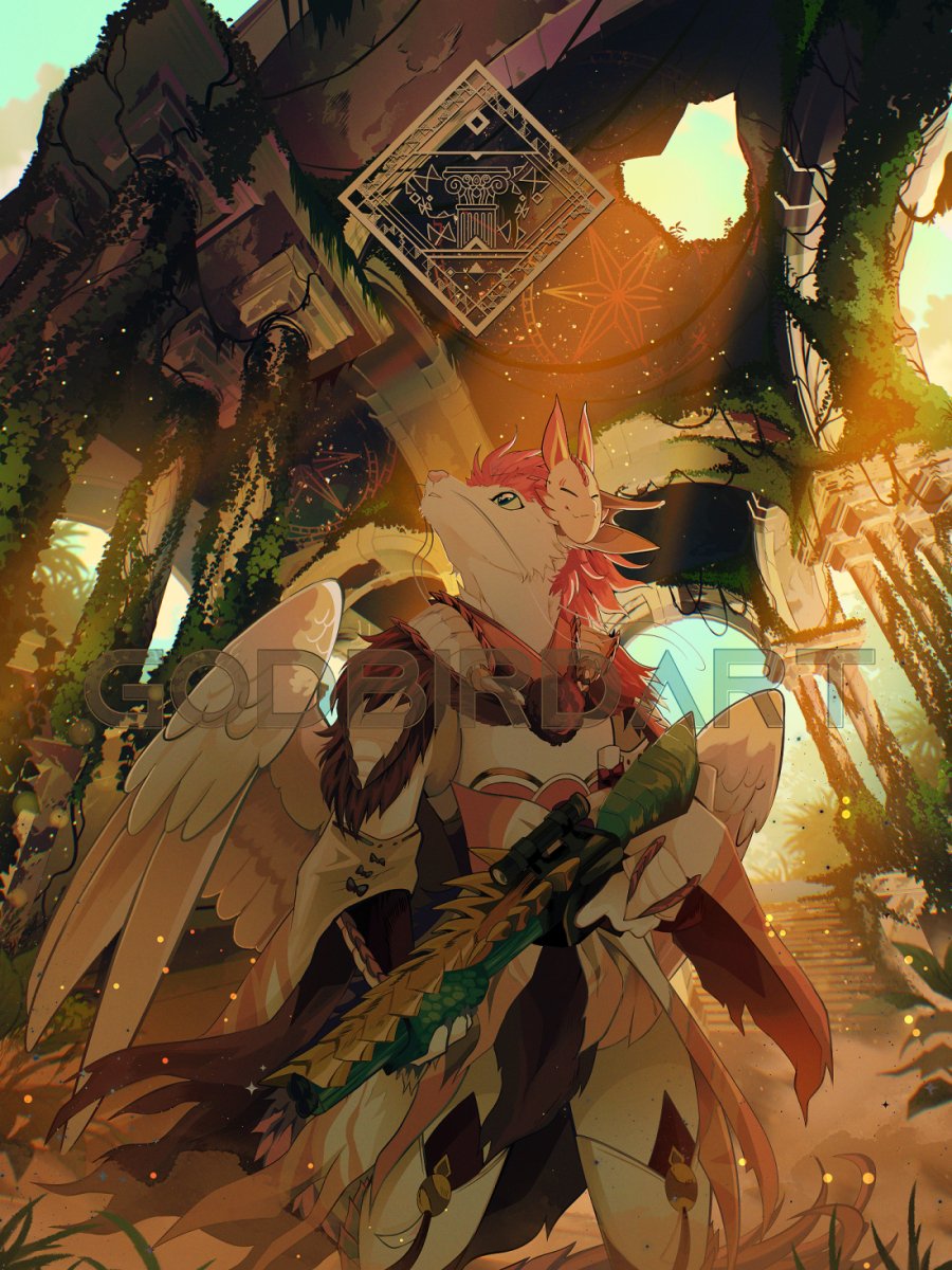 godbirdart's tweet image. γ echoes of eras long past γ ποΈπΏ
portrait commission for @waveshine1