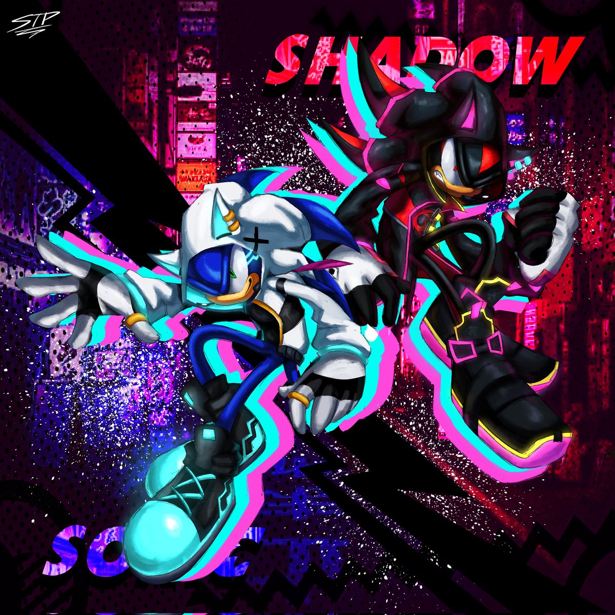 NeimSteps's tweet image. Drippin&apos; in Neon 🔵🔴

#SonicTheHedgehog #sonicfanart