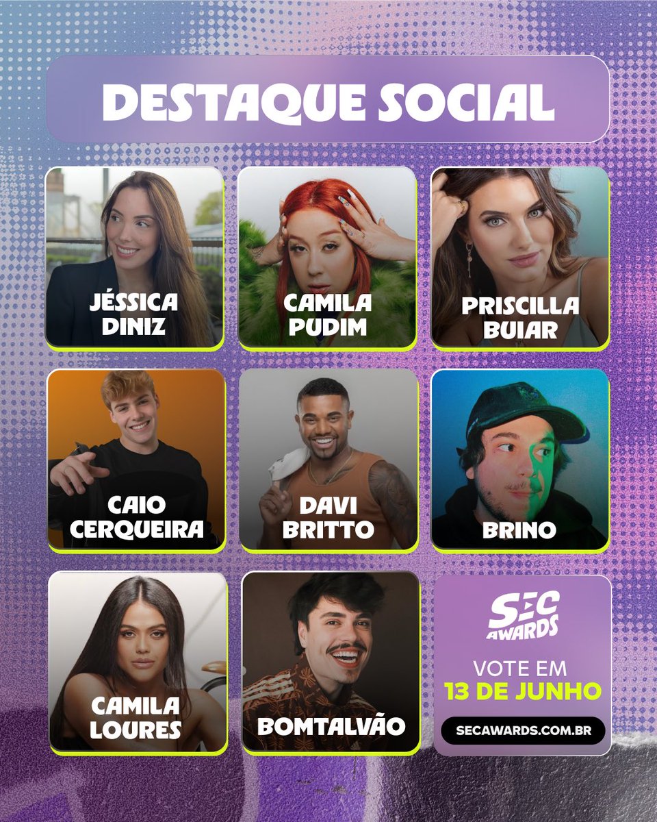 Conheça as indicadas na categoria “Destaque Social” no #SECAwards 2025. 📱

A votação começa nesta sexta, 13 de junho.🔥
