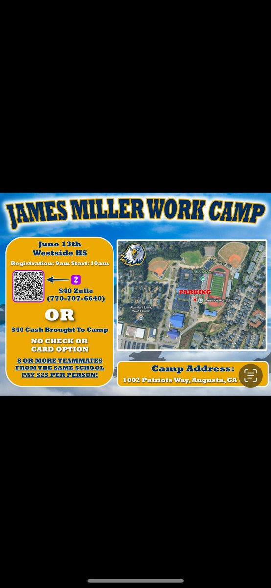 3 DAYS AWAY FROM CAMP #2 at Westside in Augusta. Time is running out to register. Don’t miss out on great competition and evaluation‼️‼️

Register below ⬇️ 
docs.google.com/forms/d/1ooW_v…