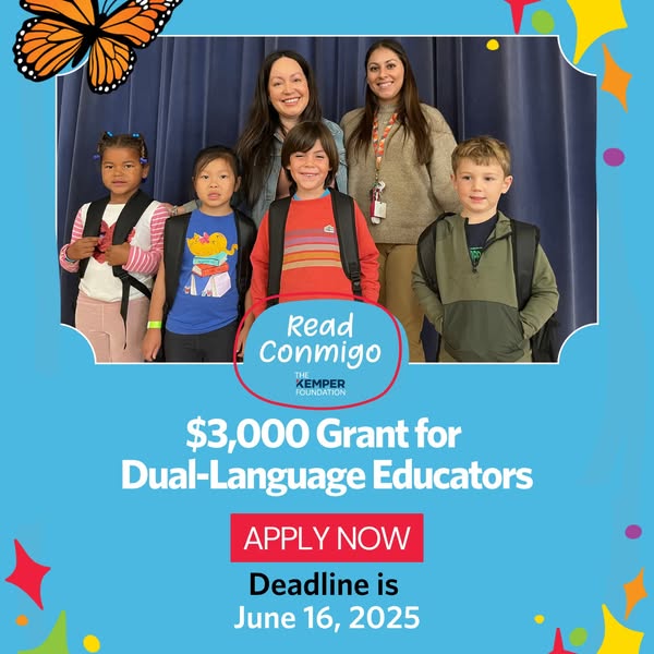 NABE- National Association for Bilingual Education (@nabeorg) on Twitter photo The application period for @thekemperfoundation's fall 2025 Read Conmigo Educator Grants is now open!
Applications are due by June 16, 2025. 
thekemperfoundation.org/read-conmigo/e… The application period for @thekemperfoundation's fall 2025 Read Conmigo Educator Grants is now open!
Applications are due by June 16, 2025. 
thekemperfoundation.org/read-conmigo/e…