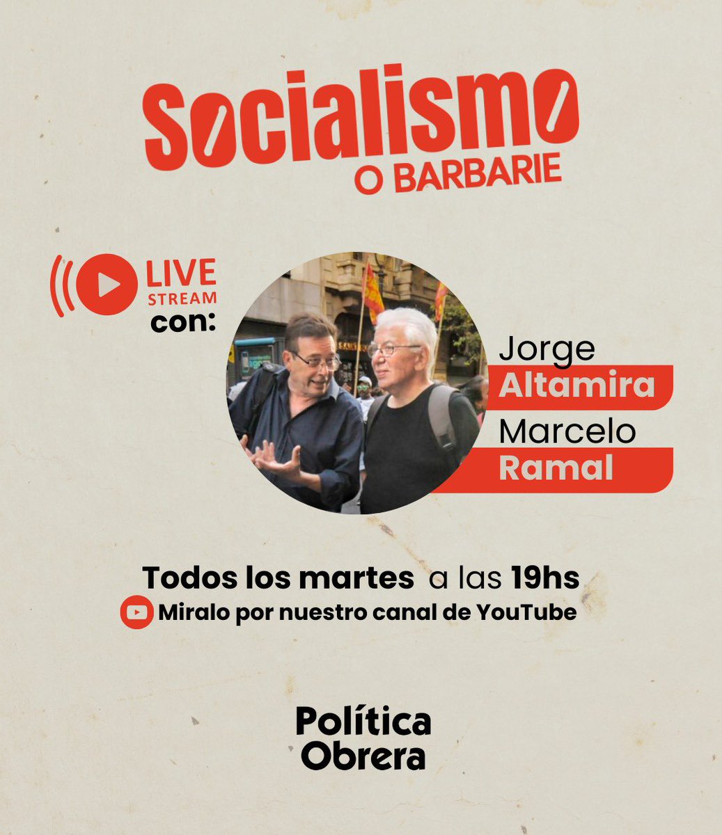 [A las 19 Hs en vivo] Socialismo o Barbarie, episodio 20… Tema central: La Corte y CFK

Míralo por el canal de Youtube de Política Obrera.

Con Jorge Altamira y Marcelo Ramal.

<a href="/altamirajorge/">Jorge Altamira</a> <a href="/marceloramal/">Marcelo Ramal</a>