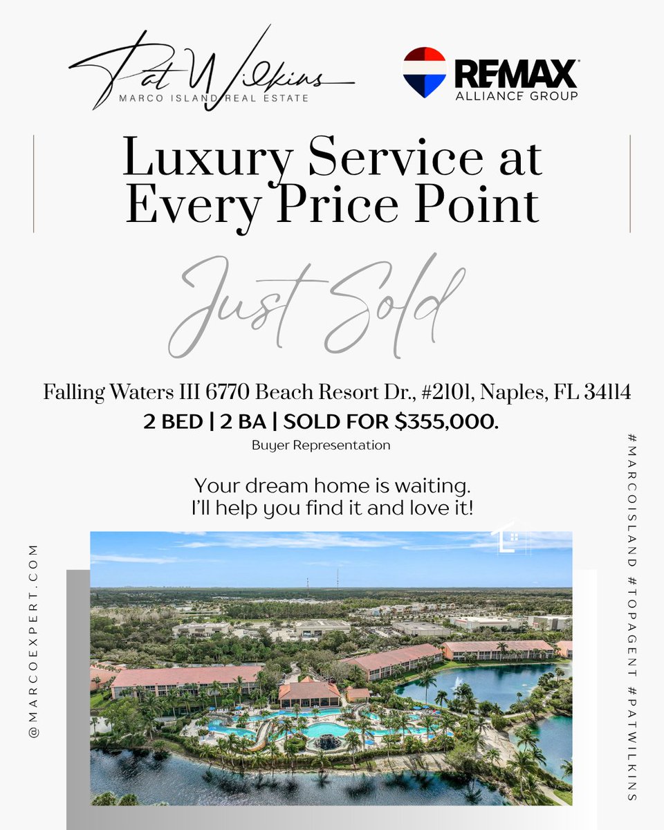 Patwilkins's tweet photo. JUST SOLD: Our downsizing buyers just purchased a CHARMING
condo at Falling Waters III, 6770 Beach Resort Dr. #2101, Naples, FL | 2 Bed | 2 Ba in a private resort community. High standards. Tailored strategy. Every time. Pat Wilkins | 239-290-8593 |🔗 https://t.co/w3CW1BC9zf https://t.co/mBAQnu8H0w
