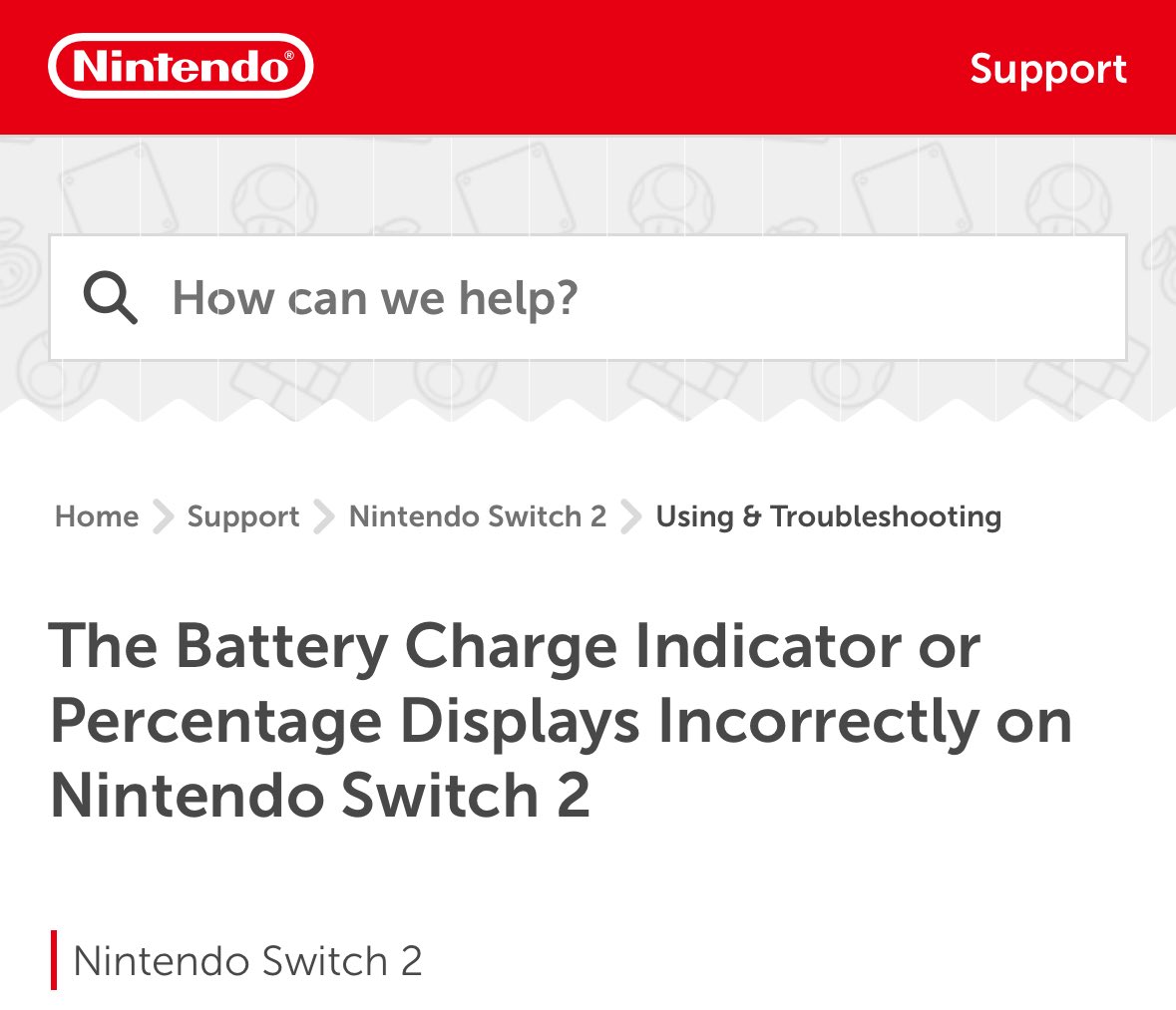 JakeRandall's tweet photo. There has been a noted issue with the Switch 2 battery showing you the incorrect amount of charge left. (It gets to 1% quickly but you can keep playing for nearly an hour.) Nintendo released an official way to fix it this morning!

All you have to do is boot up in recovery mode and it’s fixed! Takes 10 seconds! I did this at 1% charge and it immediately showed 4% charge after I did it with no charging!

Steps here: https://t.co/43wfYZ7CeY