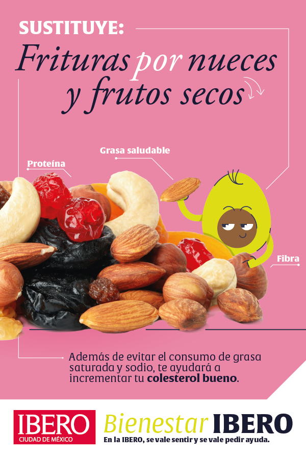 IBERO_mx's tweet photo. #BienestarIBERO 🥜 Cambia frituras por nueces y empieza a cuidar tu salud desde lo que comes.

¿Necesitas acompañamiento profesional? La Clínica de Nutrición IBERO te asesora 💬

📍 Edificio L, 1er piso
✉️ clinica.nutricion@ibero.mx

¡Se vale pedir ayuda! 💪 https://t.co/Zoa7NjR6Q8
