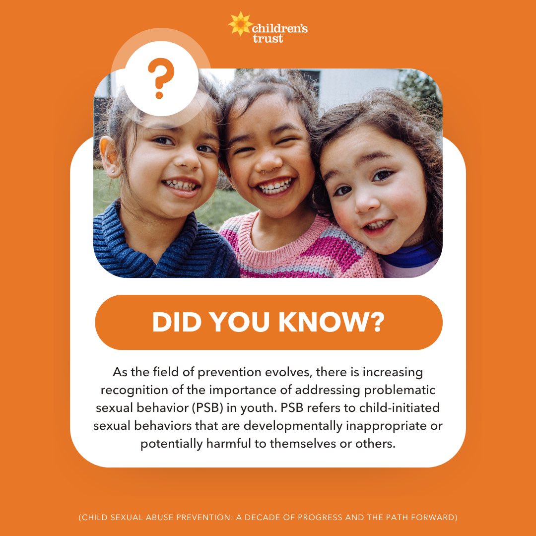 As the field of prevention evolves, there is increasing recognition of the importance of addressing problematic sexual behavior (PSB) in youth. 

Learn more about our efforts and how the field is evolving in our latest article:
childrenstrustma.org/about-us/news/…
