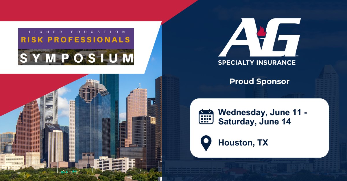 Concerned about risk? Don't miss the Higher Education Risk Professionals Symposium at Prairie View A&amp;M University in Houston, 6/11-14. 

A-G is proud to be an attending sponsor. We look forward to talking to you about the unique risk challenges in higher education. 

#ATLife #AG