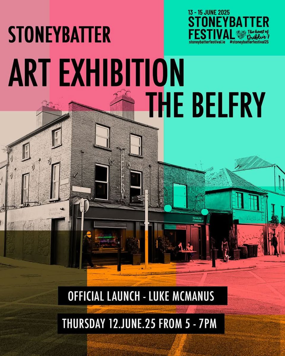 Stoneybatter Pride of Place (@stoneybatterpop) on Twitter photo Fab poster & #stoneybatterfestival programme cover designed by Carolyn Walsh. Join Carolyn at Stoneybatter Art Exhibition 12 June, The Belfry
'Come for the art,stay for the🍷 & chats. Bring your friends, family &🐕 Help us celebrate our amazing artists.'
Opening by <a href="/lukemcmanus/">Luke McManus</a> Fab poster & #stoneybatterfestival programme cover designed by Carolyn Walsh. Join Carolyn at Stoneybatter Art Exhibition 12 June, The Belfry
'Come for the art,stay for the🍷 & chats. Bring your friends, family &🐕 Help us celebrate our amazing artists.'
Opening by <a href="/lukemcmanus/">Luke McManus</a>