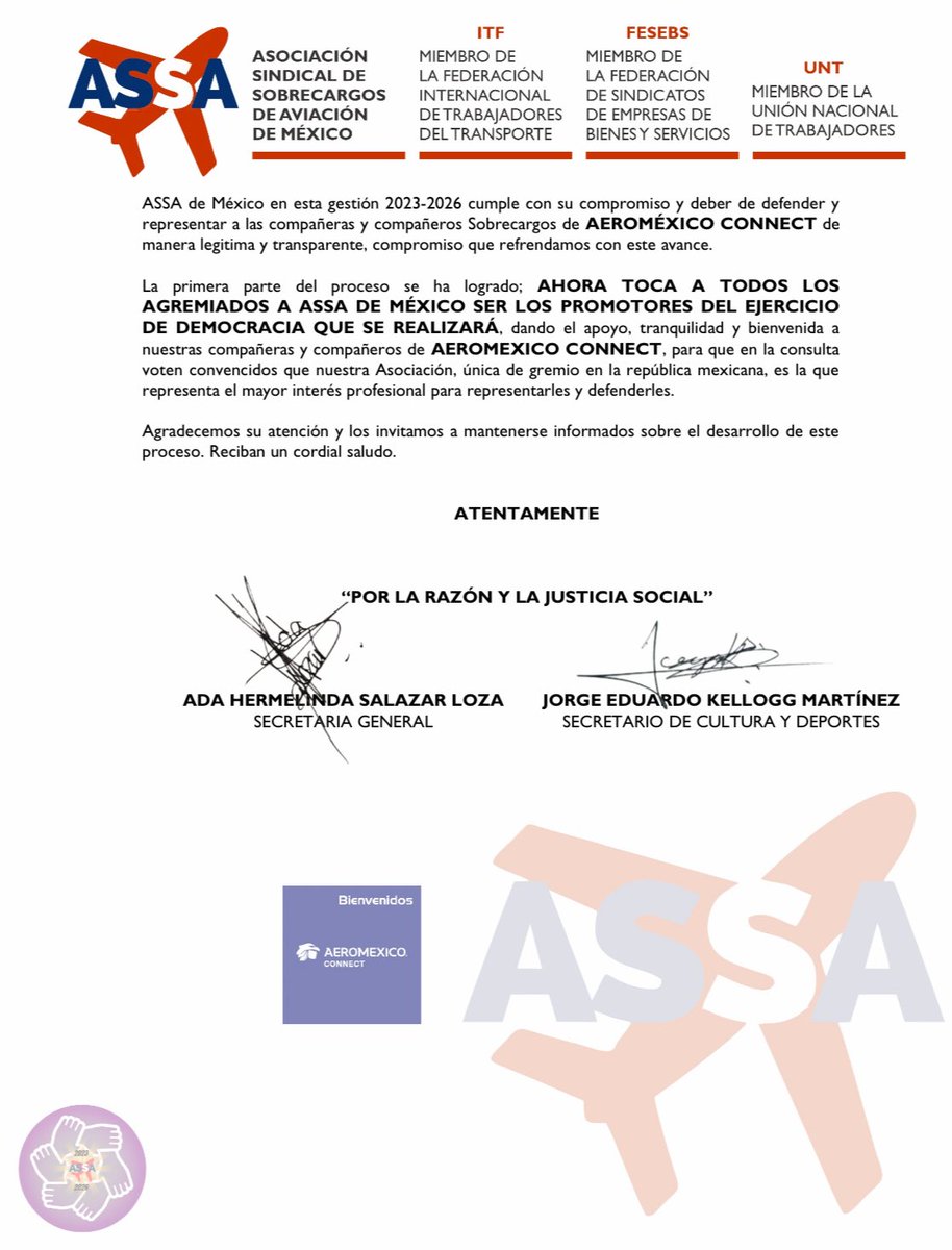 Proceso de titularidad del Contrato Colectivo de Trabajo Aerolitoral S.A de C.V. (#Aeroméxico).