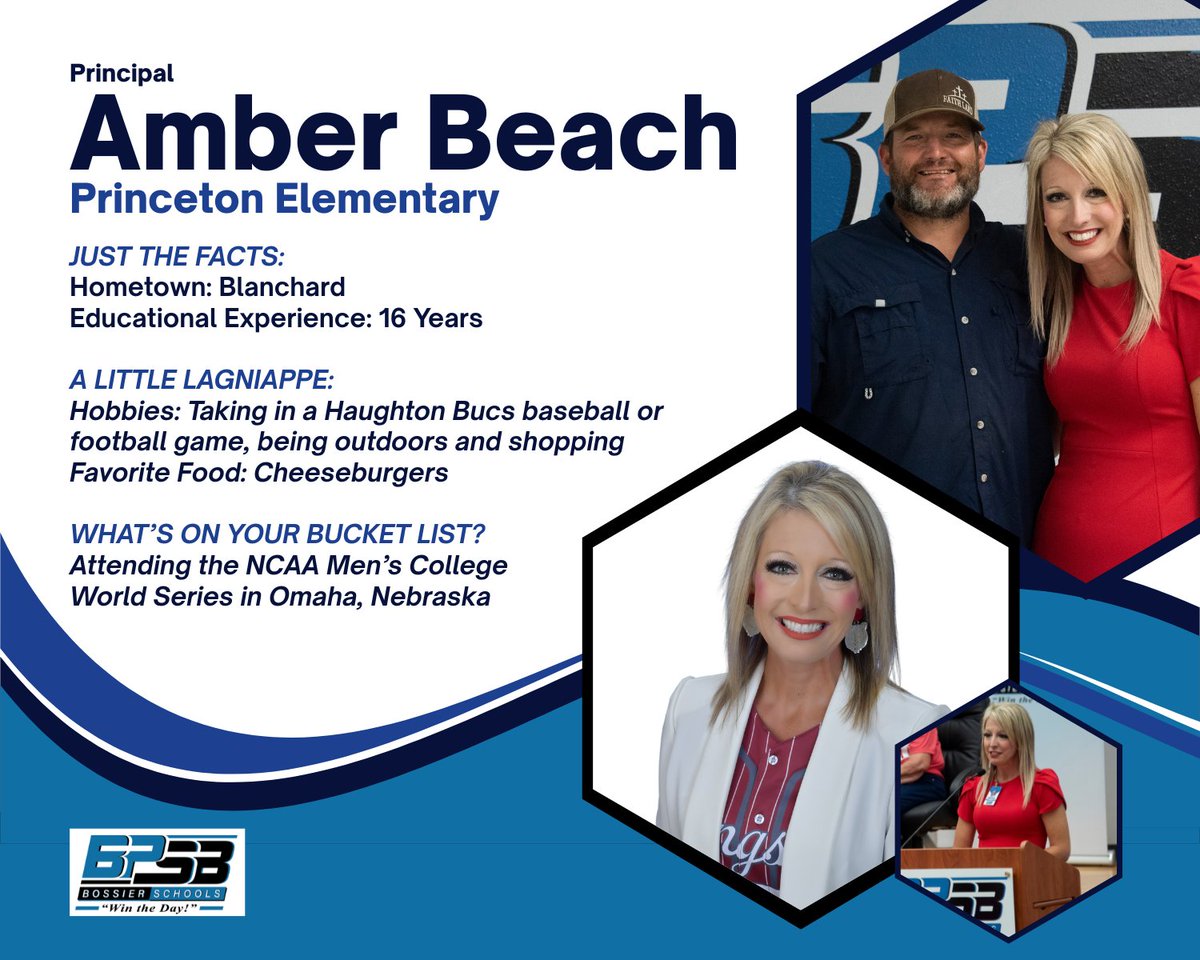 We're happy to announce that Amber Beach has been appointed as Principal of Princeton Elementary School. Beach is a familiar face in Haughton and Princeton, where she was named 2017 Louisiana Elementary Teacher of the Year. 

#BossierSchools #wintheday