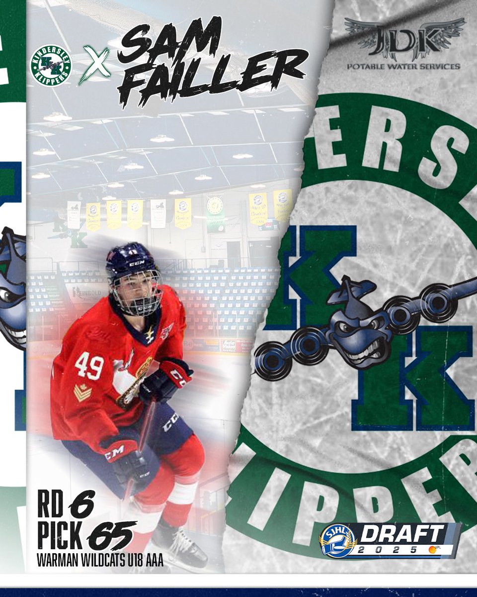 #SJHLDraft 📝

With the 65th overall pick in the 6th round of the 2025 SJHL Draft, the Iron Horse Kindersley Klippers select Forward Sam Failler from the Warman Wildcats.

Welcome to the Klippers Organization, Sam &amp; family!

#KlippsvsEvery1