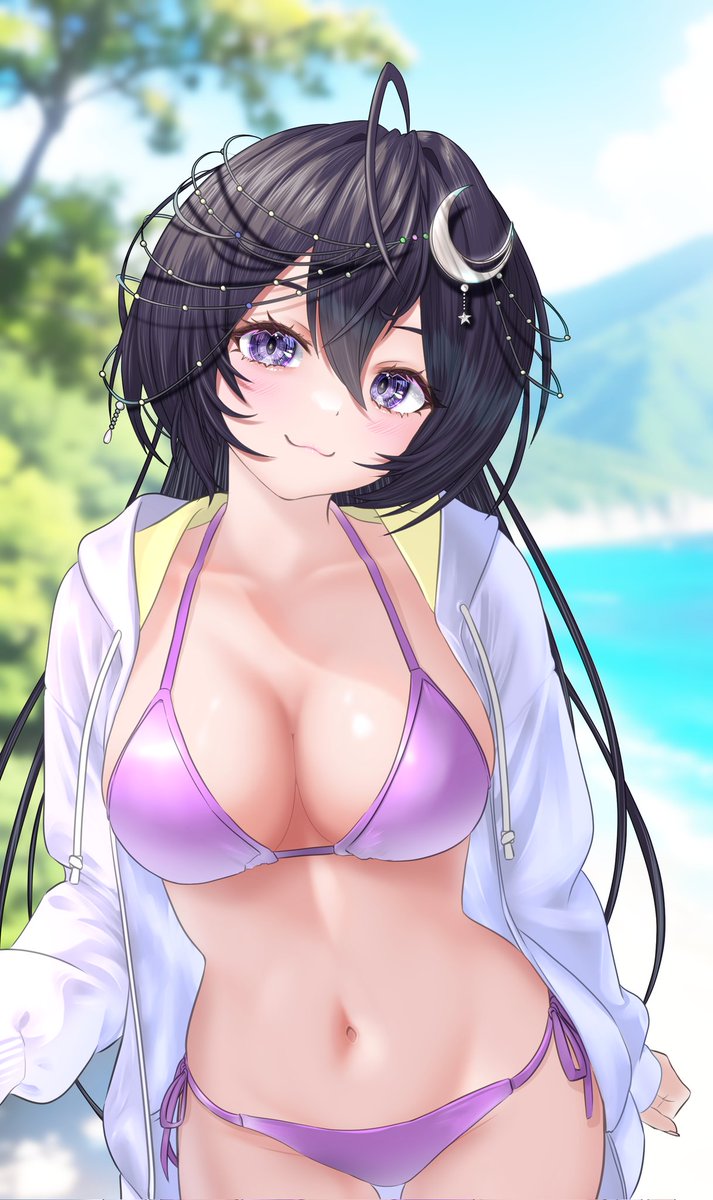 感謝，繪師，NANAKI24。
接受本人委託，繪畫 #千里せんり 
12/6，是千里的生日，在 #Skeb 找到了NANAKI24來繪畫千里。
見到千里在海邊遊玩時的樣子，一件外套，再加上一件紫色的比堅尼，令到千里完美的身形表露無遺，感謝繪師。
繪師Twitter:<a href="/wakaunderblade7/">NANAKI24🧪</a> 
#幻海圖書館 <a href="/Senri_0612/">千里せんり🪼🔮🌙</a>