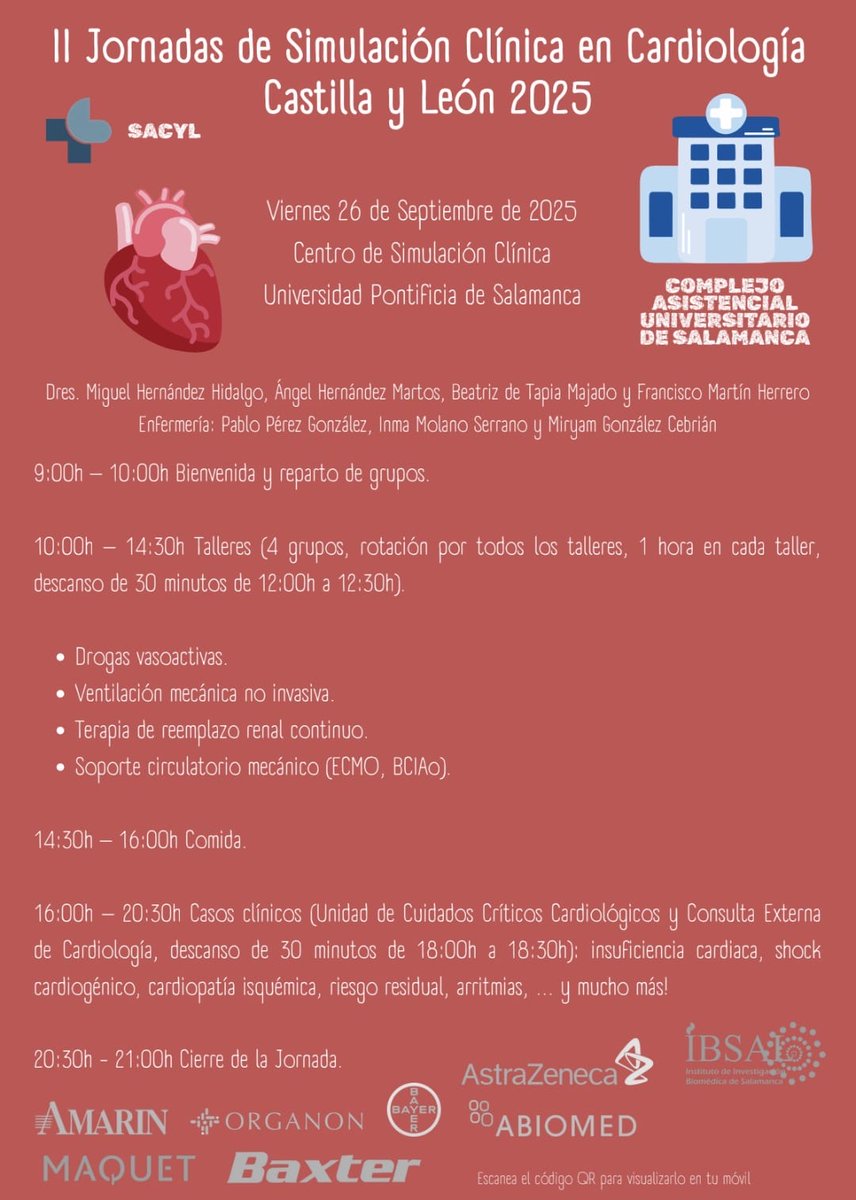 Llega el verano con novedades para el próximo curso:
🫀II Jornada de Simulación Clínica en Cardiología CyL
🗓️26 de septiembre 
✍🏼Inscripción: ibsal.es/evento/ii-jorn…

Nuevos talleres, casos, simulación.. os esperamos!

<a href="/miguelhh94/">Miguel Hernández Hidalgo</a> <a href="/Beadet/">Beatriz de Tapia Majado</a> <a href="/PabloPepe22/">pablo perez gonzalez</a> <a href="/InmaMolano/">Inma Molano</a> <a href="/Miryamgcebrian/">Miryam</a>