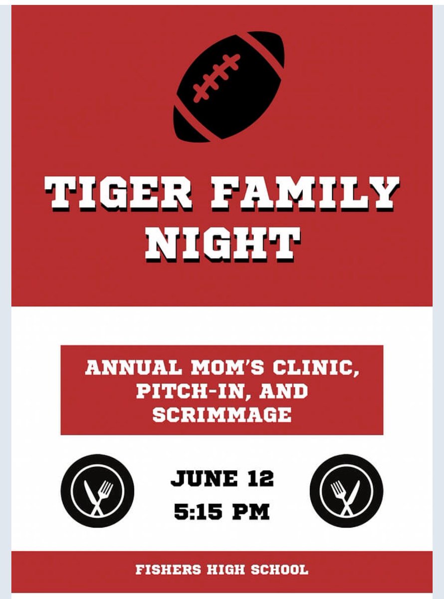 FHS Gridiron Club (@fishersgridiron) on Twitter photo Tiger Nation - This Thursday 6/12 is our annual FHS football Family night! Bring the whole family for a fun night of food from <a href="/texasroadhouse/">Texas Roadhouse</a>, a Mom’s Clinic (run their drills and tackle kid 😜!), and Scrimmage! Activities start at 5:15!
Seniors - Case of Bottled Water Tiger Nation - This Thursday 6/12 is our annual FHS football Family night! Bring the whole family for a fun night of food from <a href="/texasroadhouse/">Texas Roadhouse</a>, a Mom’s Clinic (run their drills and tackle kid 😜!), and Scrimmage! Activities start at 5:15!
Seniors - Case of Bottled Water