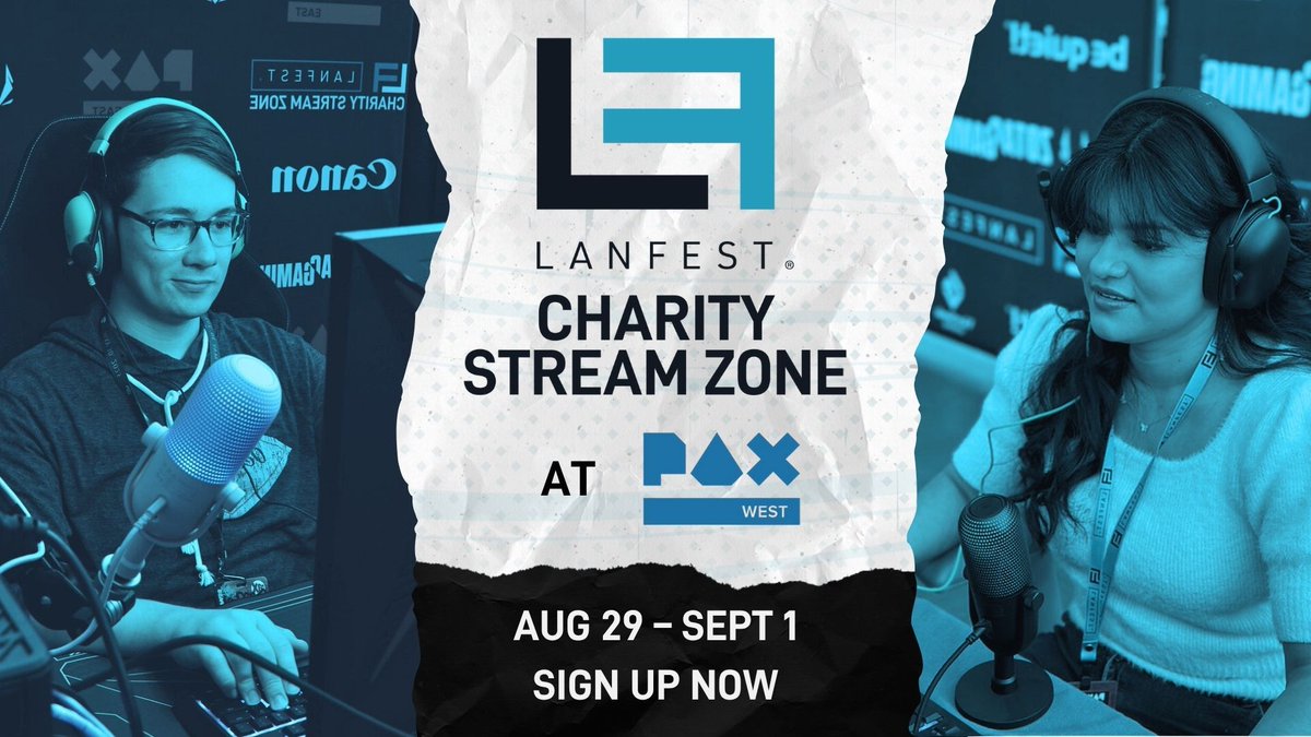 Join us during PAX West 2025 in Seattle, WA at the LANFest Charity Stream Zone. 

Register for one of 10 streaming stations to support charity via DonorDrive. 
Stream live, engage community, and make impact. 

Limited spots: lfest.link/paxwest25 

#LANFest #PAXWest