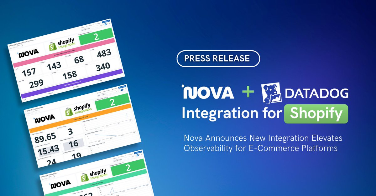 🚨 Just launched: Nova’s integration brings real-time observability to Shopify via <a href="/datadoghq/">Datadog, Inc.</a>!

💡 Spot issues early
🛒 Protect revenue
📊 Act faster

🔗 Press release: bit.ly/4kvjfOY
🔎 Integration: bit.ly/4kDWOr3