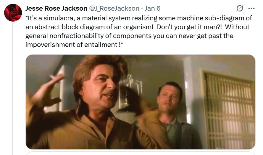 J_RoseJackson's tweet photo. *...there is no...'enough' to permit replacement of the real thing by such a simulacrum... no...way of pasting such simulacra together to recapture the real thing* (from Rosen's also worthy follow up - Essays on Life Itself) https://t.co/xWwKMcShRv