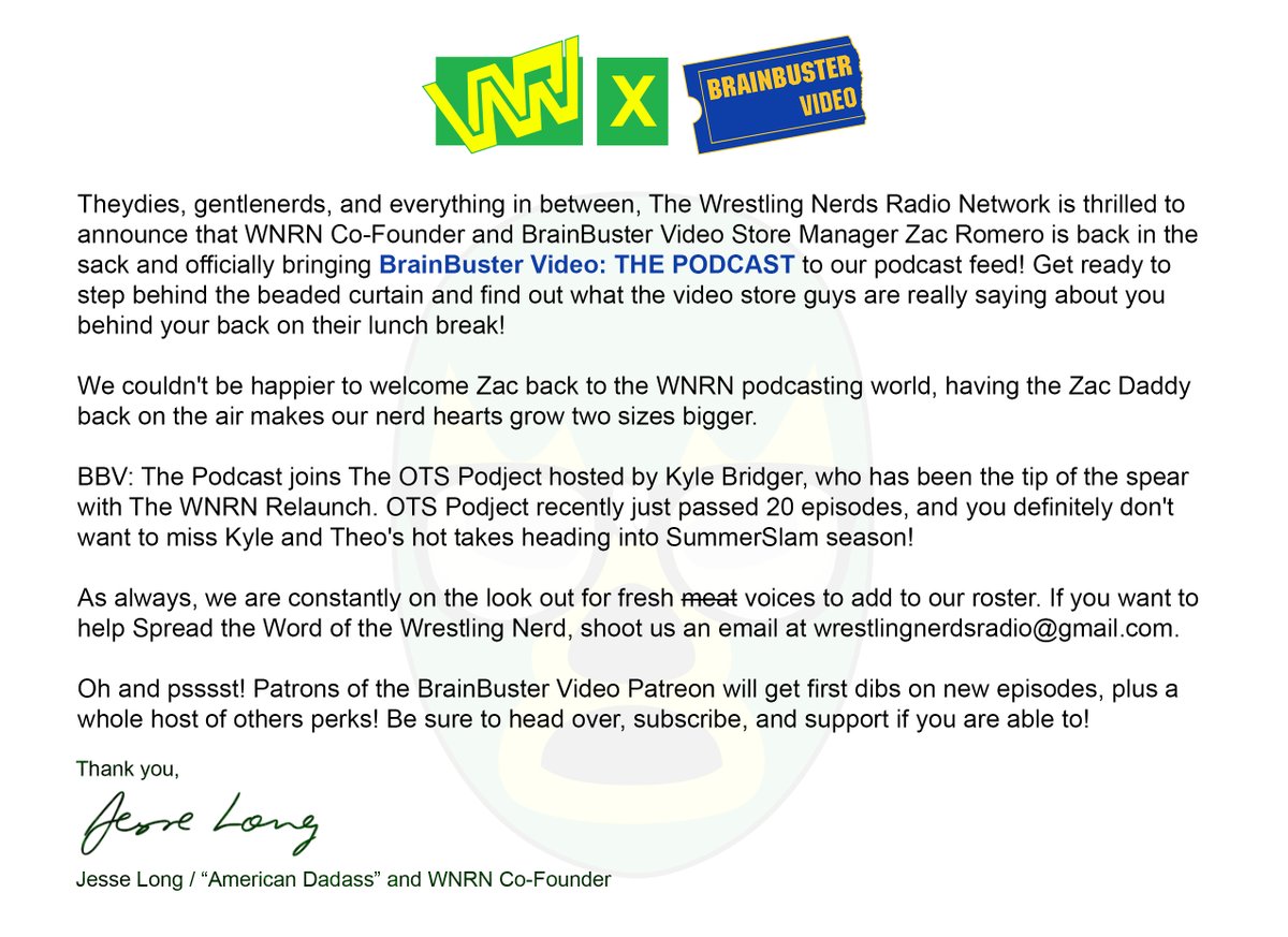 BE A BABE AND KEEP KAYFABE <a href="/BrainBusterVid/">BrainBuster Video</a> AND <a href="/TheWNRN/">The WNRN</a> ARE OFFICIALLY JOINING FORCES!!!