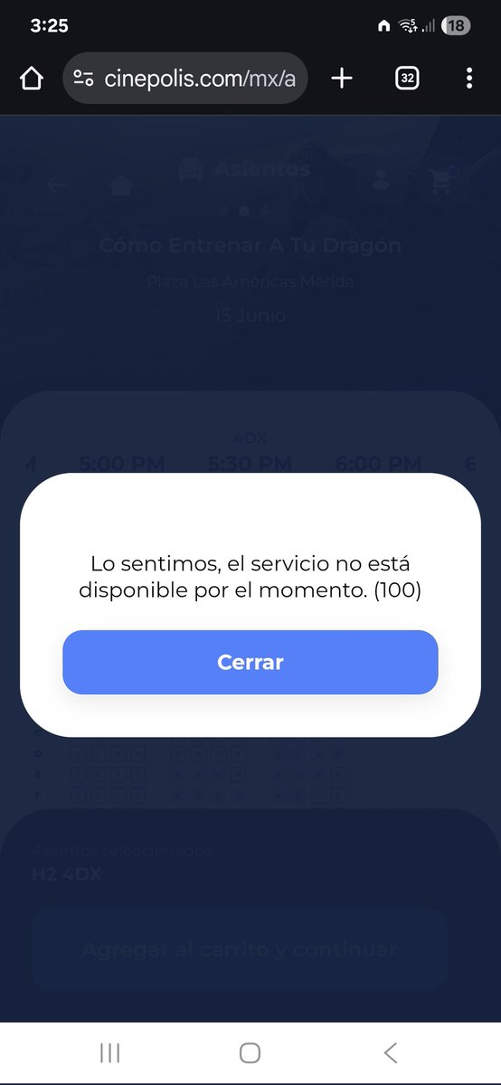 IngridGarayL's tweet photo. @AyudaCinepolis En el sitio web me sale este error https://t.co/Y5Kp3iu592