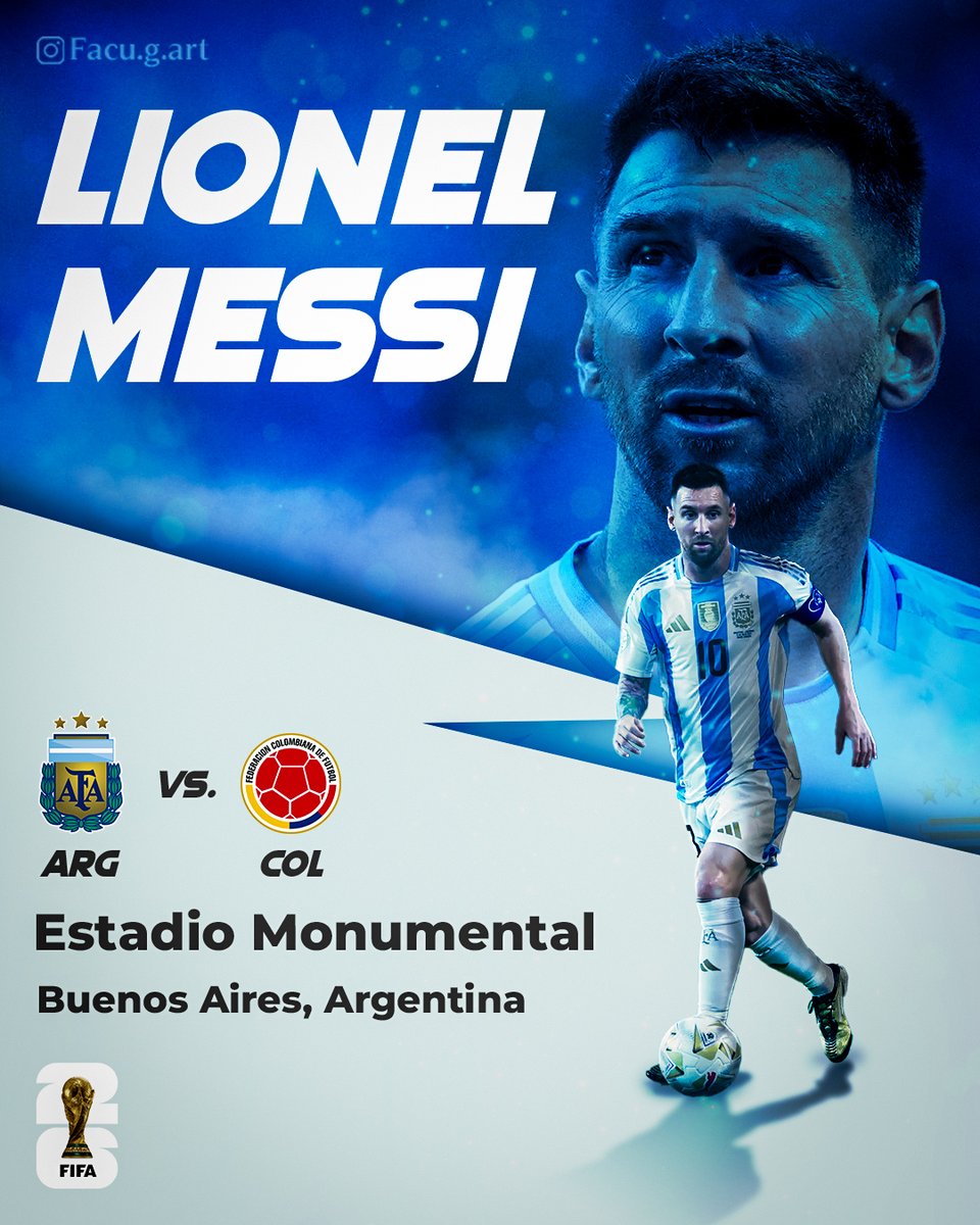 Facundito004's tweet photo. Hoy Juegan Los Campeones Del Mundo
🇦🇷Argentina-Colombia🇨🇴

#MatchDay #futbol #designs #LionelMessi #smsports #sportposter #footbalposter #footballdesigner https://t.co/XzFOAtLG7p