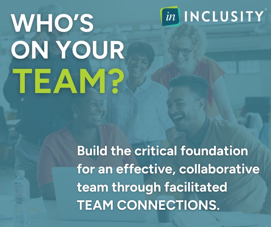inclusity's tweet image. Pre- and post-surveys confirm that team member trust improved by 18%-35% based on participating in Inclusity's Team Connections. Let us tailor a workshop to address the specific challenges your team is facing. Get started here 👉 loom.ly/R6fLBTg