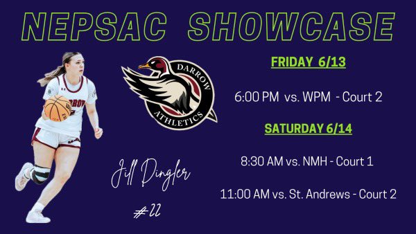 JillianDingler4's tweet image. Here’s my schedule for the NEPSAC Scholastic Showcase June 13-14! 🏀