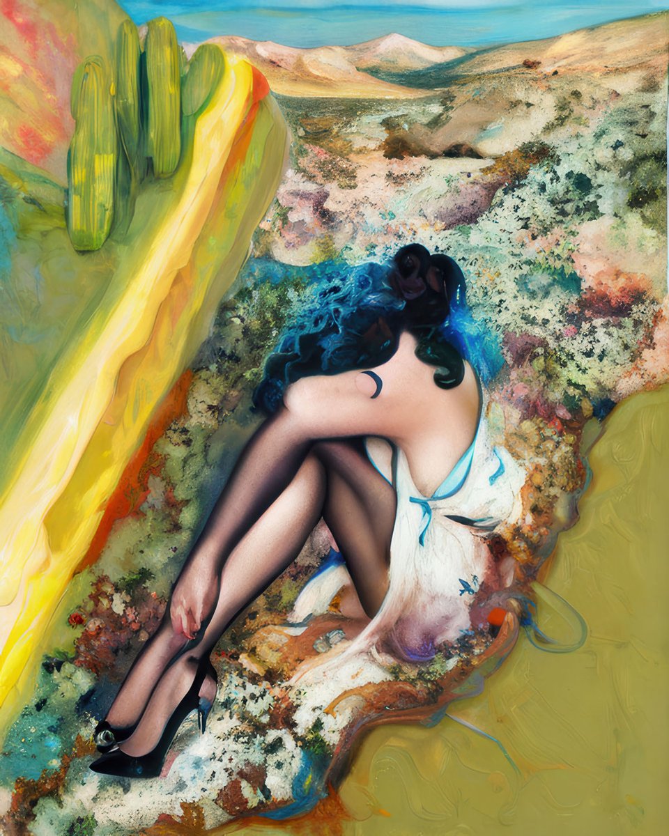 My series 'Borderlands' began after I moved to the desert. I thought I was just changing landscapes—but the desert started changing me. I began to feel like I was dissolving into it.

This piece, 'Superbloom,' is about that transformation. Using AI, I let the landscape overtake
