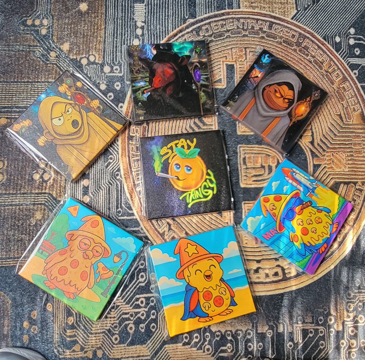 These prints just showed up
Some of the #Wizard $PIZZA #Penguins from <a href="/bytesandblocks/">🌱 🐸🍑😹🧙‍♂️📈🍊☕️ Tom Bepe</a>, a Tangy Tokers NFT by @TPGDALE  and the $BEPE, <a href="/monkeyzoo/">🌱Monkeyzoo🌱</a> , and <a href="/Quirky_Giraffes/">🌱Quirky Giraffes and Friends🌱</a> 1of1s from the Warded Ones Collection. 
#CHIA $XCH #NFTs

I had to work all day, I normally have the next few