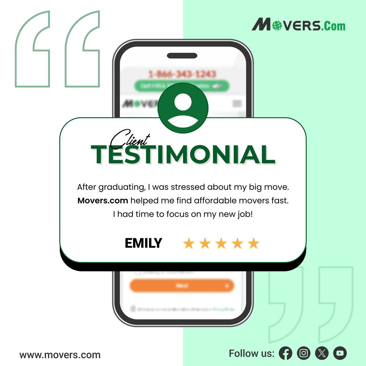 MoversCom's tweet image. 🎓 Just graduated and feeling overwhelmed about your move?

You’re not alone — Emily was too.

She found peace of mind (and affordable movers) with Movers.com 💚

#movinghelp #graduatemove #studentmoving #moversdotcom #movingmadeeasy #clienttestimonia