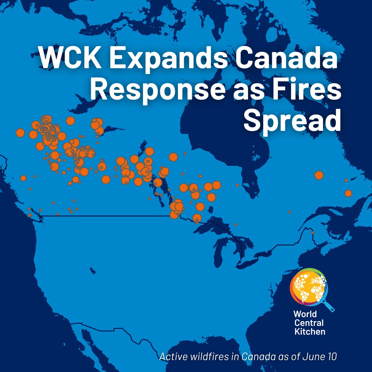 WCKitchen's tweet image. Wildfires are tearing through Canada, forcing families from their homes. WCK is on the ground serving hot meals to evacuees and first responders. First arriving in Manitoba, we have now expanded our efforts into Saskatchewan to support communities when they need us most.…