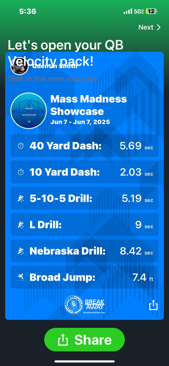 Had a great day at <a href="/QBVelocity/">QB Velocity</a> Mass Madness showcase. 1 percent better every day.