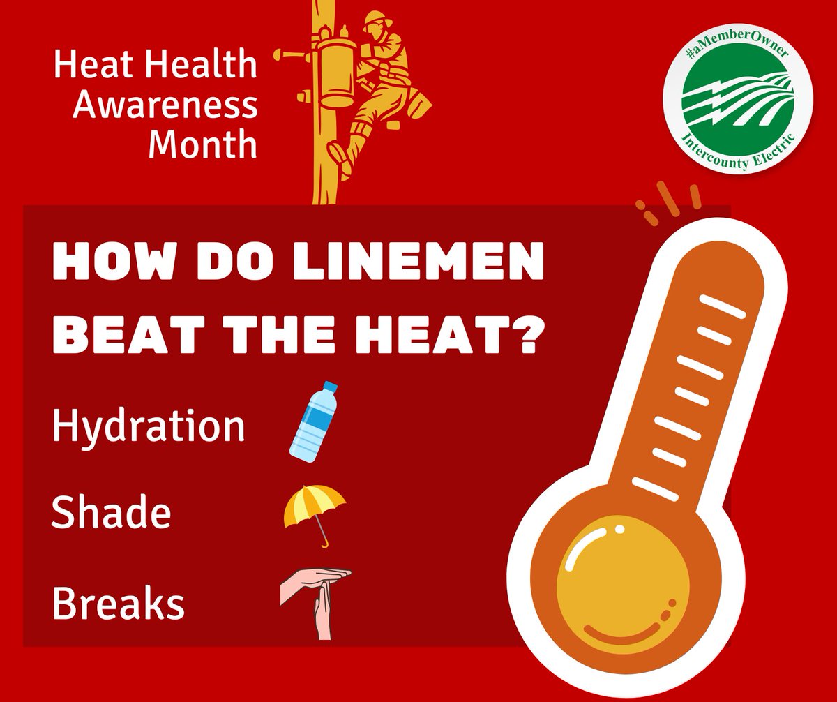 ☀️ During Heat Health Awareness Month, we salute the lineworkers who power through extreme temps! 💪 They stay safe with hydration, shade, and smart breaks—so your power stays on, even on the hottest days. 💧⚡ #HeatHealth #LinemanStrong