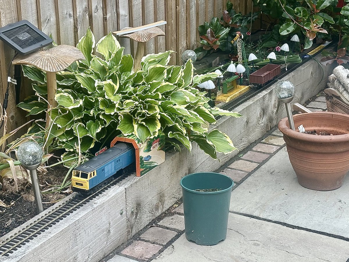 A recent garden renovation I decided to have a static O gauge run along the garden sleeper block, all 2nd hand stuff EBay Etsy loco thanks to the owner of Millennium Models Morley work in progress #modeltrains #gardenrailways #trains #econdhandmodles #Ebay #Etsey #hymeck #ogauge