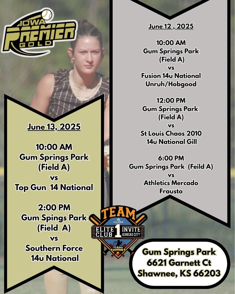 Brooklyn Swick 2028 (@brooklynswick) on Twitter photo 2025 TEAM 1 ELITE CLUB INVITE SCHEDULE DROP. BRACKET PLAY STARTS SATURDAY! #IPFLIFE #IPFBETHEBEST
<a href="/D1Softball/">D1Softball</a> <a href="/IowaPremierFP/">Iowa Premier Fastpitch</a> <a href="/OliviaHPaz1997/">Olivia Paz</a> <a href="/ExtraInningSB/">EXTRA INNING SOFTBALL</a> <a href="/LineDsoftball/">Line Drive Media</a> <a href="/DirectRecruits/">Direct Recruits</a> <a href="/softball_champ1/">ALL ABOUT SOFTBALL</a> <a href="/CoastRecruitsSB/">Coast Recruits 🥎</a> <a href="/CoastRecruits/">Coast 2 Coast Recruits</a> <a href="/playsbigger/">PLAYS BIGGER</a> <a href="/SoftballRecruit/">Softball Recruit 🥎</a> 2025 TEAM 1 ELITE CLUB INVITE SCHEDULE DROP. BRACKET PLAY STARTS SATURDAY! #IPFLIFE #IPFBETHEBEST
<a href="/D1Softball/">D1Softball</a> <a href="/IowaPremierFP/">Iowa Premier Fastpitch</a> <a href="/OliviaHPaz1997/">Olivia Paz</a> <a href="/ExtraInningSB/">EXTRA INNING SOFTBALL</a> <a href="/LineDsoftball/">Line Drive Media</a> <a href="/DirectRecruits/">Direct Recruits</a> <a href="/softball_champ1/">ALL ABOUT SOFTBALL</a> <a href="/CoastRecruitsSB/">Coast Recruits 🥎</a> <a href="/CoastRecruits/">Coast 2 Coast Recruits</a> <a href="/playsbigger/">PLAYS BIGGER</a> <a href="/SoftballRecruit/">Softball Recruit 🥎</a>