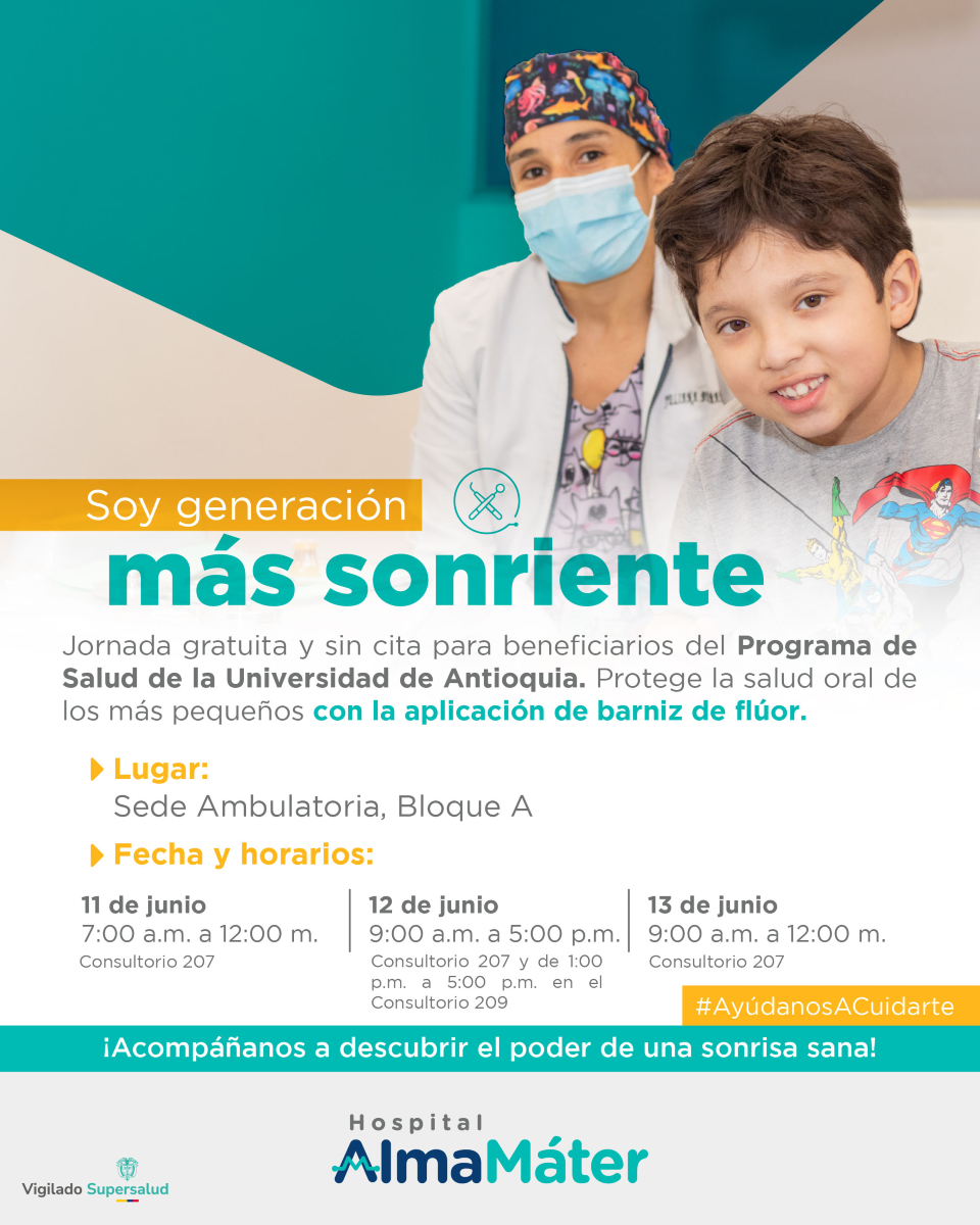 ¿Eres beneficiario del @programasalududea? ¡Aprovecha la oportunidad de cuidar la salud oral de los más pequeños! Te esperamos en nuestra sede Ambulatoria para la aplicación de barniz de flúor.   Recuerda que este tratamiento rápido, seguro y sin dolor, fortalece el esmalte