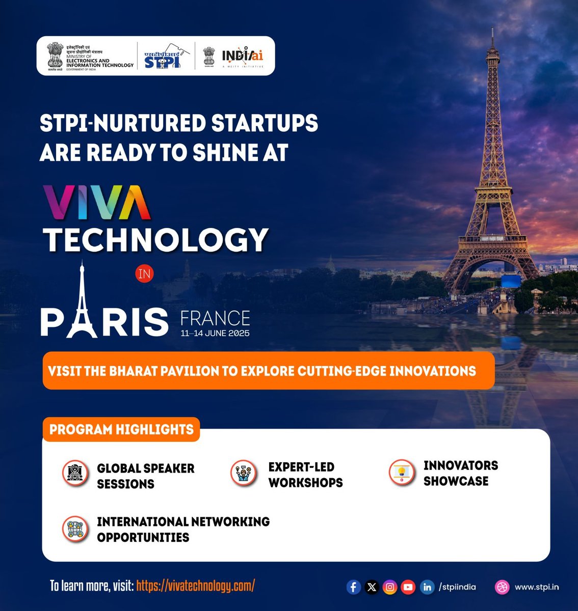 🌟From India to Paris: STPI Startups Are Ready to Inspire the World! 🌏

Get ready to witness innovation in action at Bharat Pavilion in Viva Tech 2025, Paris as STPI-nurtured startups head to the City of Light - Paris! All set to showcase their innovations on the global stage,