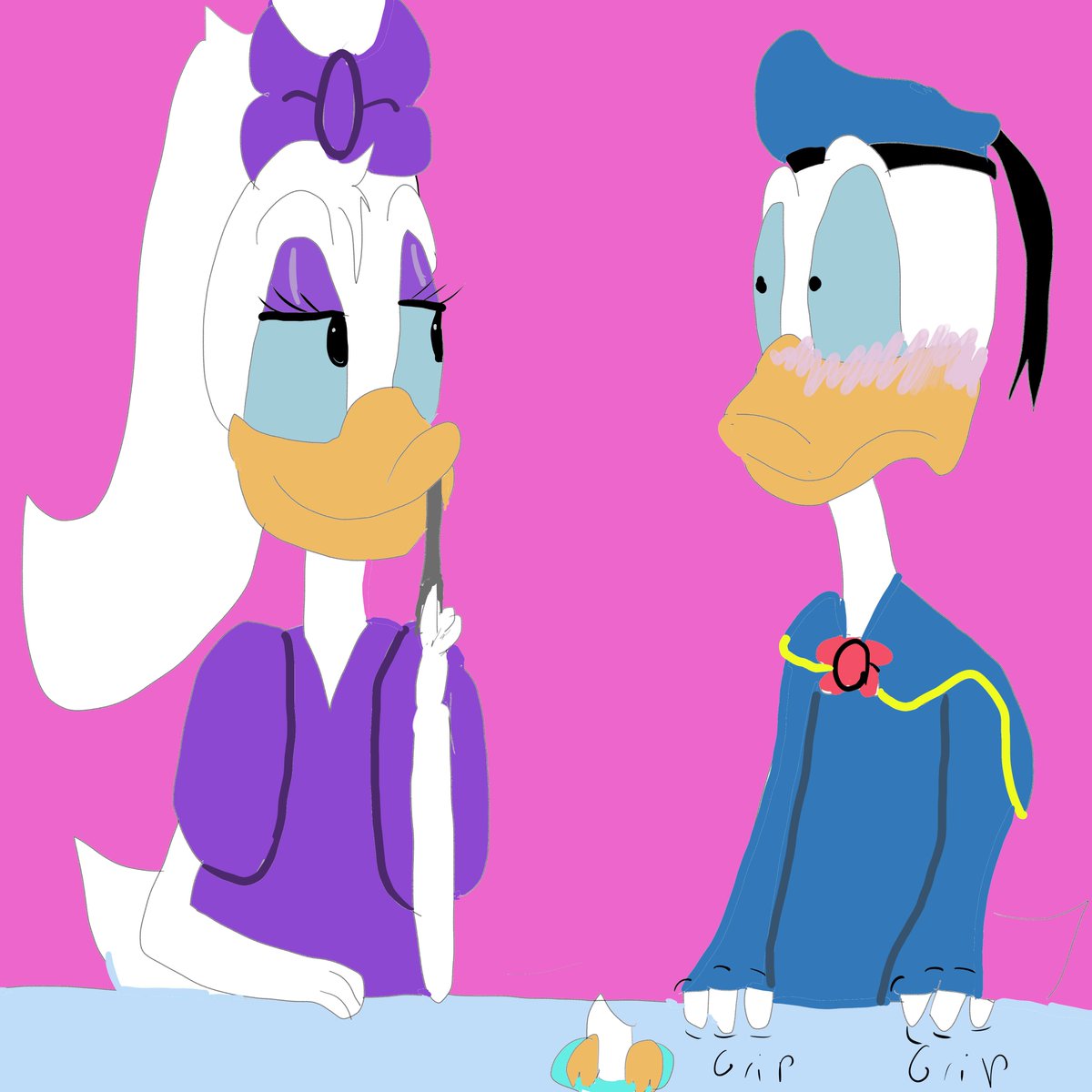 melsaidwhynot's tweet photo. Daisy had her own ideas about how to celebrate Donald's birthday.
In Tokyo Disney, they have an obsession with this mallard's butt, and eventually a terrible idea had to be drawn. Some days I draw good hands, some days I don't.
#donsy
#donaldduck
#daisyduck https://t.co/MM2MNALtTg
