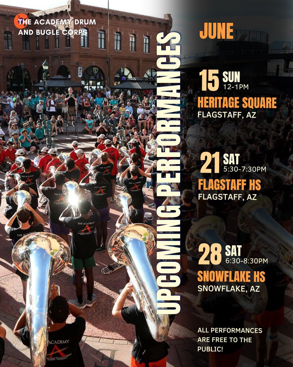 TheAcademyDBC's tweet image. Join us at one of our upcoming performances for a sneak peek at The Academy as we head down the road this summer 🔥

A huge shoutout to the communities for having us again this year! We look forward to performing for you all 🎶

#theacademydbc #drumcorps #dci25 #heatforged
